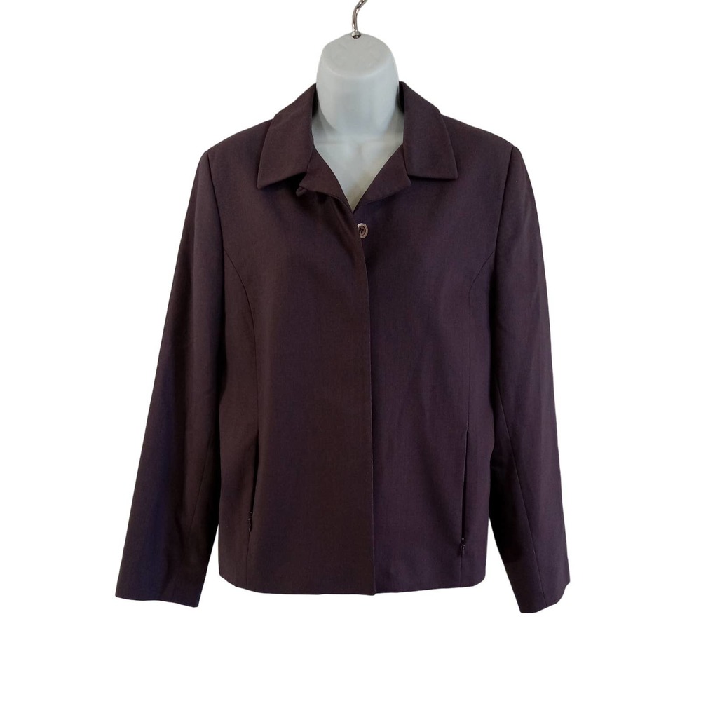 Amanda Smith blazer women's size 8 purple wool blend shoulder pads *